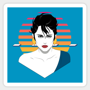 Patrick Nagel Style Vaporwave Portrait Sticker